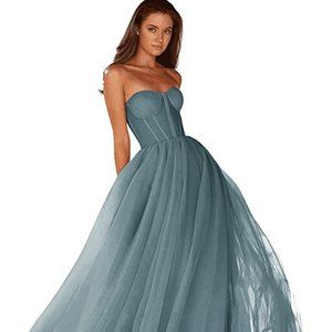 Elegant Backless Blue Dress